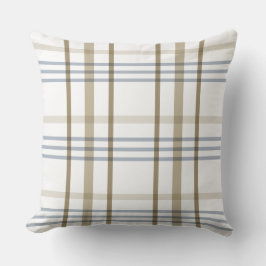 Beige Blue Plaid Kussen