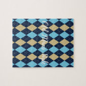 Beige Blue Pset Jigzaag Puzzle Daisy Legpuzzel (Horizontaal)