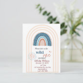 Beige Blue Simple Boho Rainbow-Baby shower Kaart (Staand voorkant)