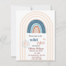 Beige Blue Simple Boho Rainbow-Baby shower