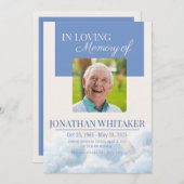 Beige & Blue Sky Funeral Invitation Template Kaart (Voorkant / Achterkant)