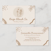 Beige Blush Beauty Couple Wedding Planner Visitekaartje (Voorkant / Achterkant)