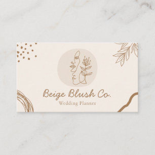 Beige Blush Beauty Couple Wedding Planner Visitekaartje