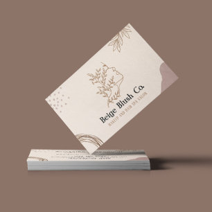 Beige Blush Beauty Vrouwelijke Boutique Make-up Visitekaartje