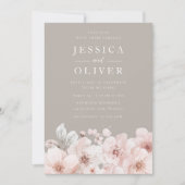 Beige & Blush Bloemen Mooie Ontwerper Huwelijk Kaart (Voorkant)