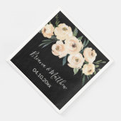 Beige Blush Bloemen op Zwarte Bruiloft Servet (Hoek)