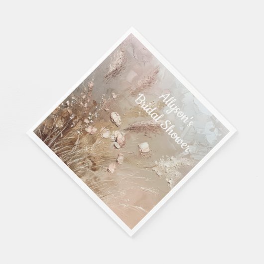 Beige Blush Boho Bloem Servet (Hoek)