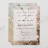  Beige Blush Boho Bloemen Huwelijk Kaart (Voorkant / Achterkant)