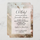  Beige Blush Boho Floral Baby shower Kaart (Voorkant / Achterkant)