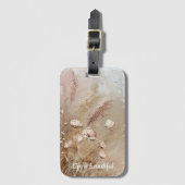 Beige Blush Boho Floral Bagagelabel (Voorkant (verticaal))
