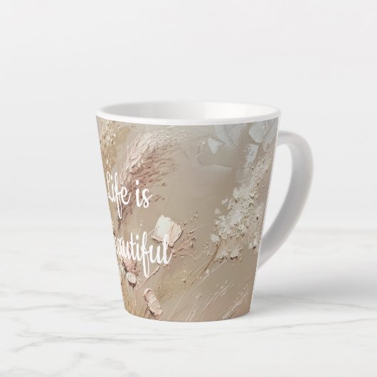 Beige Blush Boho Floral Latte Mok (Rechterhoek)