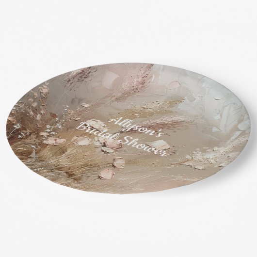 Beige Blush Boho Floral Papieren Bordje (Gekanteld)
