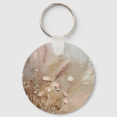 Beige Blush Boho Floral Sleutelhanger (Achterkant)
