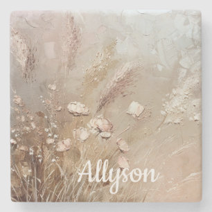 Beige Blush Boho Floral Stenen Onderzetter