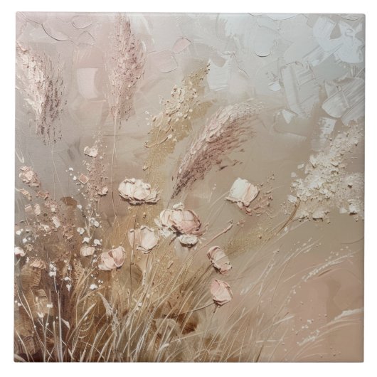 Beige Blush Boho Floral Tegeltje (Voorkant)