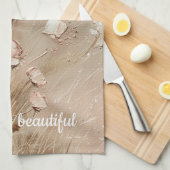 Beige Blush Boho Floral Theedoek (Quarter Fold)