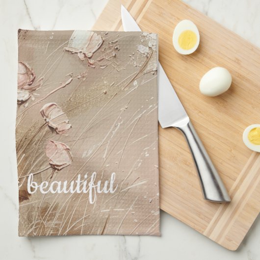 Beige Blush Boho Floral Theedoek (Quarter Fold)