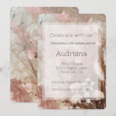 Beige Blush Boho Roze Bloemen 16e Verjaardag Kaart (Voorkant / Achterkant)