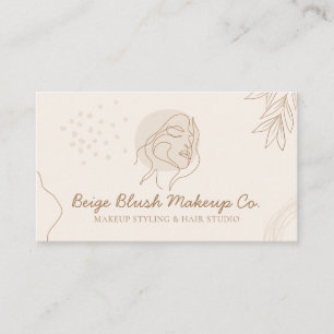 Beige Blush Calligrafie Beauty Face Classy Makeup Visitekaartje