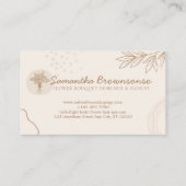 Beige Blush Calligraphy Wedding Flower Bouquet Visitekaartje (Achterkant)