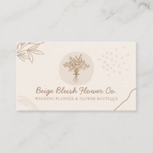Beige Blush Calligraphy Wedding Flower Bouquet Visitekaartje