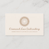 Beige Blush Diamond logo Embroidery Lace Sewing Visitekaartje (Voorkant)