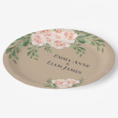 Beige Blush Floral Romantic Elegant Greenery Papieren Bordje (Gekanteld)