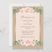 Beige Blush Floral Romantic Elegant Modern Wedding Kaart (Voorkant)