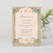 Beige Blush Floral Romantic Elegant Modern Wedding Kaart (Staand voorkant)