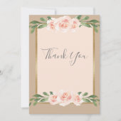 Beige Blush Floral Script Romantic Elegant Bedankkaart (Voorkant)