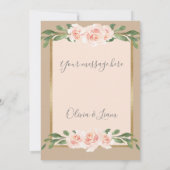 Beige Blush Floral Script Romantic Elegant Bedankkaart (Achterkant)