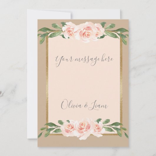 Beige Blush Floral Script Romantic Elegant Bedankkaart (Achterkant)