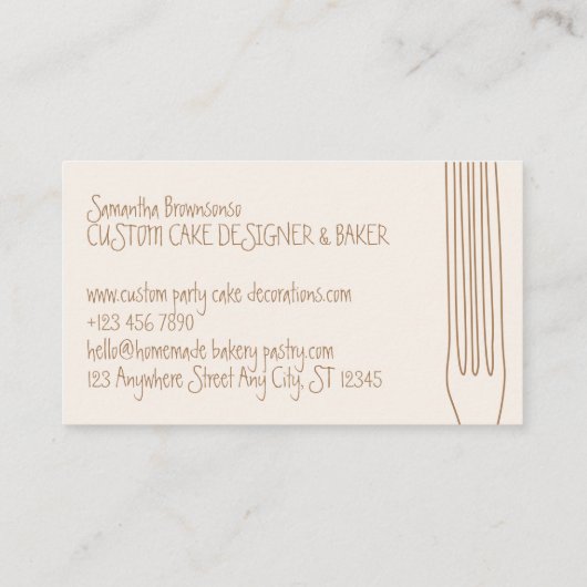 Beige Blush Fork Restaurant Cook Visitekaartje (Achterkant)