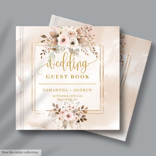 Beige Blush Gold Boho Fall Wedding Gastboek Gastenboek