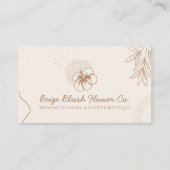 Beige Blush Hibiscus Trouw Calligrafie Bloem Visitekaartje (Voorkant)