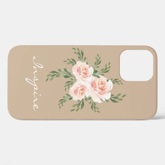 Beige Blush Inspire Romantische Waterverf Typograf Case-Mate iPhone Case (Achterkant (horizontaal))