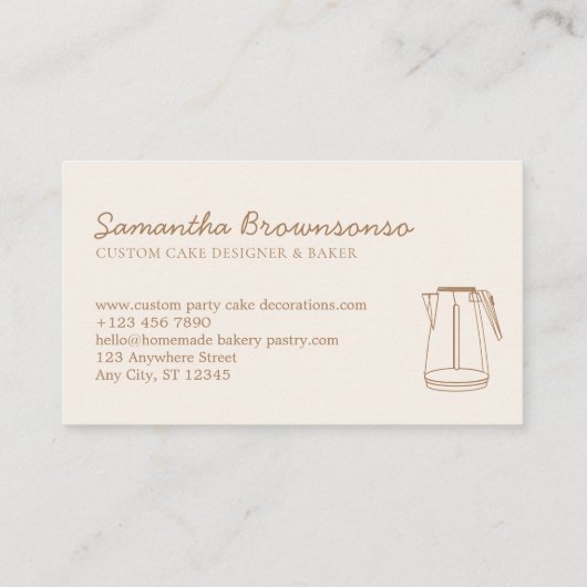 Beige Blush Kitchen Util Tea Bowler Visitekaartje (Achterkant)