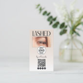 Beige Blush Lashed Logo QR Code Social Visitekaartje (Staand voorkant)