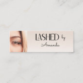  Beige Blush Lashed Minimal Script Photo  Mini Visitekaartje (Voorkant)