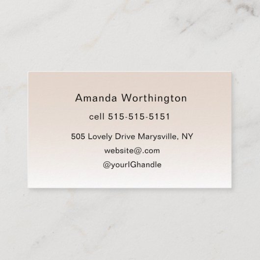 Beige Blush Lashed Minimalist Script Photo  Visitekaartje (Achterkant)