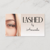 Beige Blush Lashed Minimalist Script Photo  Visitekaartje (Voorkant)
