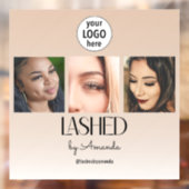 Beige Blush Lashed Minimalistische Script Foto Log Raamsticker (Vel 2)