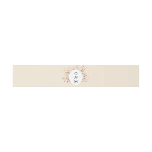 Beige Blush Meadow Wildflower Monogram Bruiloft Uitnodigingen Wikkel (Vlak)