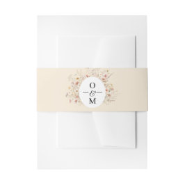 Beige Blush Meadow Wildflower Monogram Bruiloft Uitnodigingen Wikkel