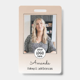 Beige Blush Minimaal Elegante Foto Wimpers Badge