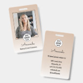 Beige Blush Minimal Elegant Photo Lashes Badge (Voor- en achterkant)