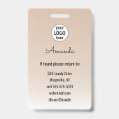 Beige Blush Minimal Elegant Photo Lashes Badge (Achterkant)