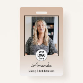 Beige Blush Minimal Elegant Photo Lashes Badge