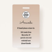 Beige Blush Minimal Elegant Photo Lashes Badge (Achterkant)