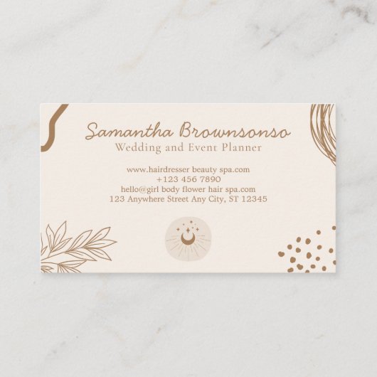 Beige Blush Moon Stars Spirituele Reiki Visitekaartje (Achterkant)